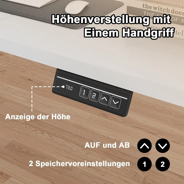 JUMMICO Höhenverstellbarer Schreibtisch mit Monitorständer, Elektrisch Schreibtisch Steh-Sitz, Standing Desk,160x70 cm, Weiß – Bild 5