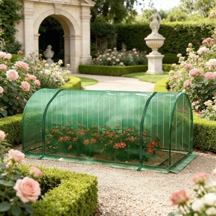 Wohnora-Mini Gewächshaus,Pflanzenschutzhaube für den Garten,Pflanzenüberdachung,für Balkon,Terrasse(nur mit Mini Gewächshaus),H 80cm x T 200cm x B 100cm,Dunkelgrün – Bild 3