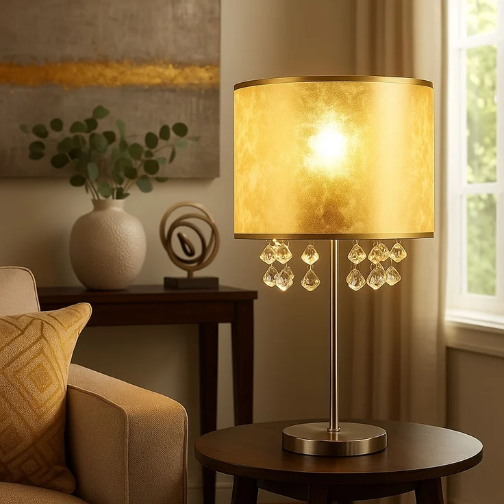 Kristalllampe, Blattgold, Nickel matt, 1x E27 – Bild 4