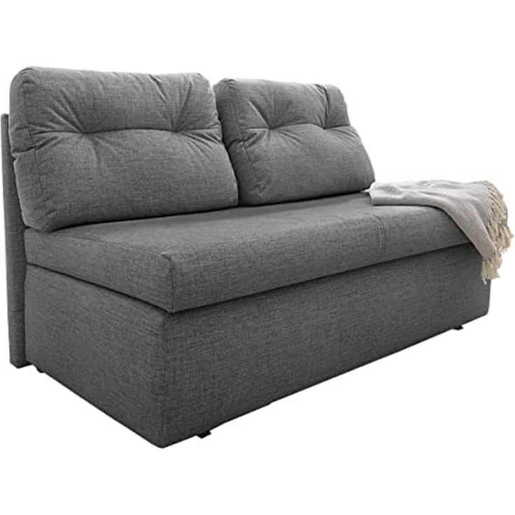 Schlafsofa 136 cm praktische Couch mit Funktion Bettkasten Gästebett in Grau – Bild 5