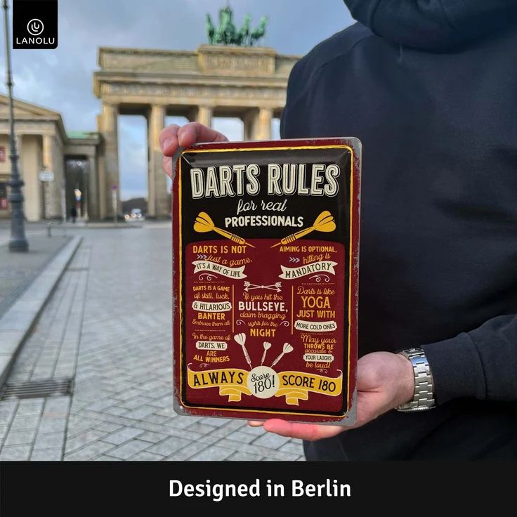 LANOLU Blechschild Dart Rules ENG 20x30cm – Metall – Mehrfarbig – 20313 – Bild 4