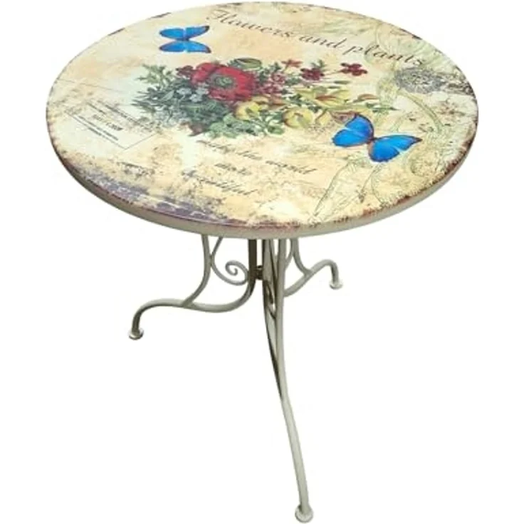 HTI-Living Gartentisch Metalltisch Flowers and Plants (Stück, 1-St, 1 Tisch), Gartentisch nostalgisch mit Motiv – Bild 2