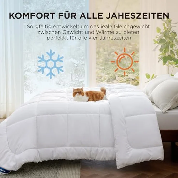 BEDSURE Bettdecke 135x200 2er Set - Ganzjahresdecke Bettdecken Oeko-TEX | Waschbare 4 Jahreszeiten Bettdecken für Allergiker, 300GSM Füllung, Warm & Gemütlich Schlafdecke, Weiß – Bild 5