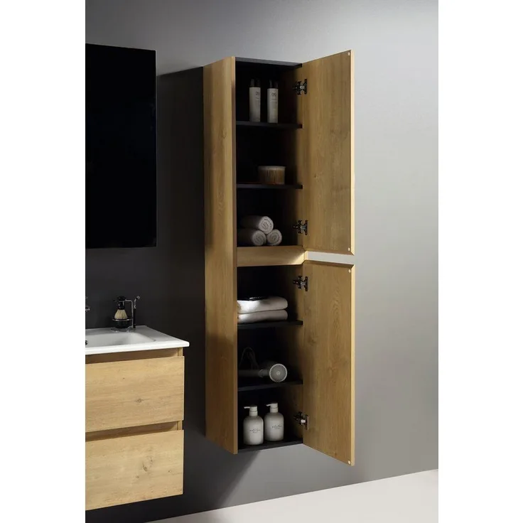 Alpenberger Badmöbel-Set Badezimmermöbel Badezimmer Schrank - Hochschrank, (Badezimmerschrank Schmal, Badschrank), Allzweckschrank