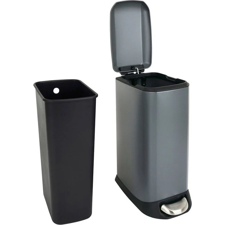 SVITA Mülleimer TS12, Treteimer, 12L, Softclose-Funktion, Stahl pulverbeschichtet, Grau – Bild 3