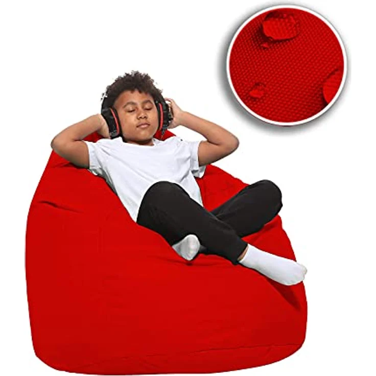 HomeIdeal - Sitzsack XXL Bodenkissen für Erwachsene & Kinder - Geeignet für Gaming oder Entspannen - Indoor wie Outdoor da er Wasserfest ist - mit EPS Perlen, Farbe:Rot, Größe:XXL – Bild 10