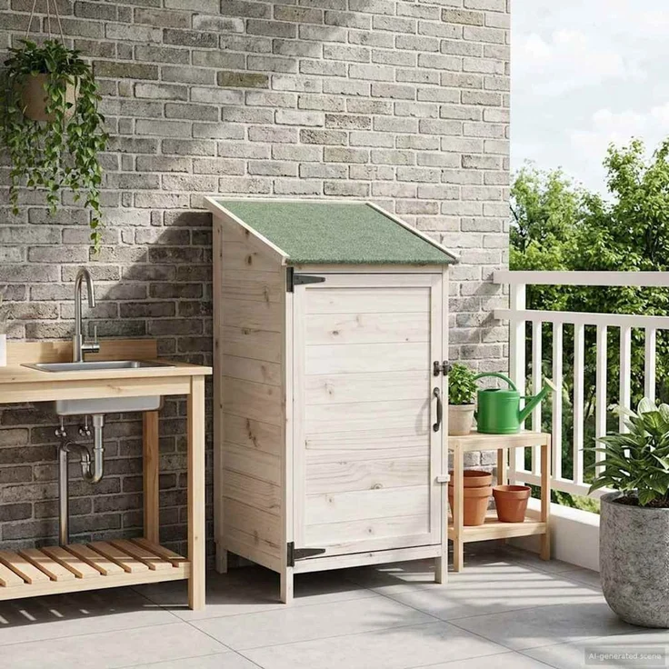 vidaXL Gartenschuppen Weiß 59 x 56 x 113,5 cm Massivholz aus Fichte 42033437 – Bild 1