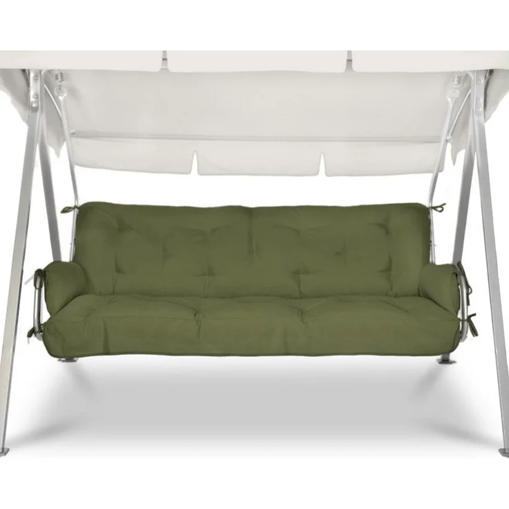Beautissu Sitzauflage Sitzkissen für Hollywoodschaukel Flair HS, 180x50x8cm, Olivegrün, Garten Auflage mit Zwei Kissen, Polster für Gartenbank Polsterauflage – Bild 2