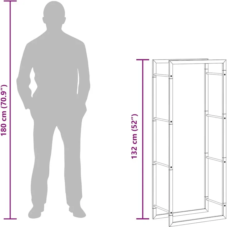 vidaXL Brennholzregal 50x28x132 cm Edelstahl 357861 – Bild 10