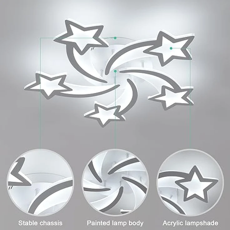 Goeco LED Deckenleuchte Dimmbar, 50W 6200LM Weiß Deckenlampe, Modern Deckenleuchte mit Fernbedienung/APP für Wohnzimmer Kinderzimmer Schlafzimmer, 3000K-6500K, Dia 65cm – Bild 5