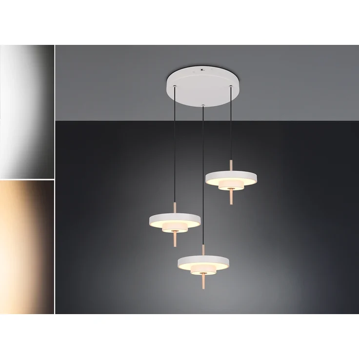 Moderne dimmbare LED Pendelleuchte KEATON 3-flammig, Hellgrau Ø 45cm – Bild 3