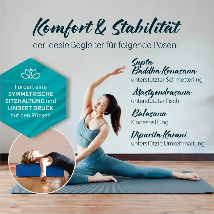 #DoYourYoga Yogakissen Yoga Bolster Paravati, gefüllt mit Bio-Buchweizenschalen,Yogakissen 67x22x13cm – Bild 3