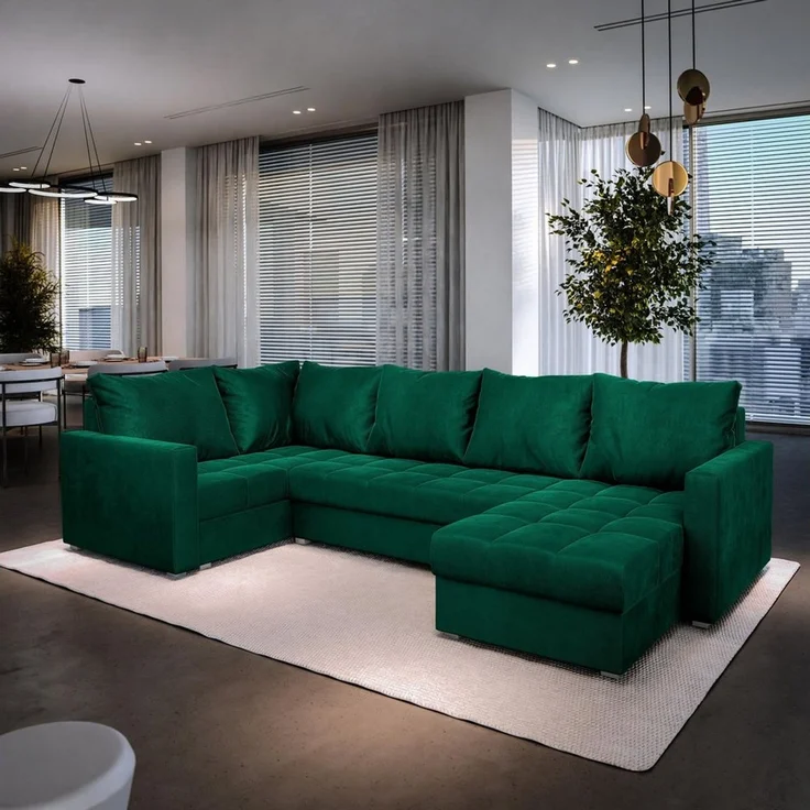 Masseno Ecksofa LORIVO mit Schlaffunktion U-Form, Sofa mit Bettkasten – Bild 5