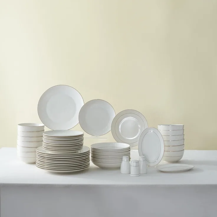 Karaca Geschirr-Set Karaca Elegance Bone Mandarin 53-teiliges Geschirrset 12 Personen Gold