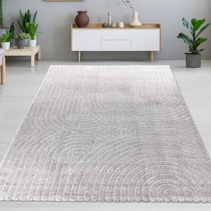 Carpetia Designteppich Kurzflor Teppich mit 3D-Effekt, rechteckig, Höhe: 14 mm, weich, pflegeleicht und für Fußbodenheizung geeignet
