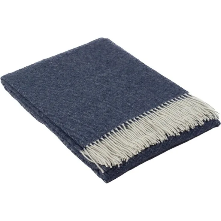 Wolldecke Marie aus feinster Merinowolle 140x200 Farbe: Dunkelblau
