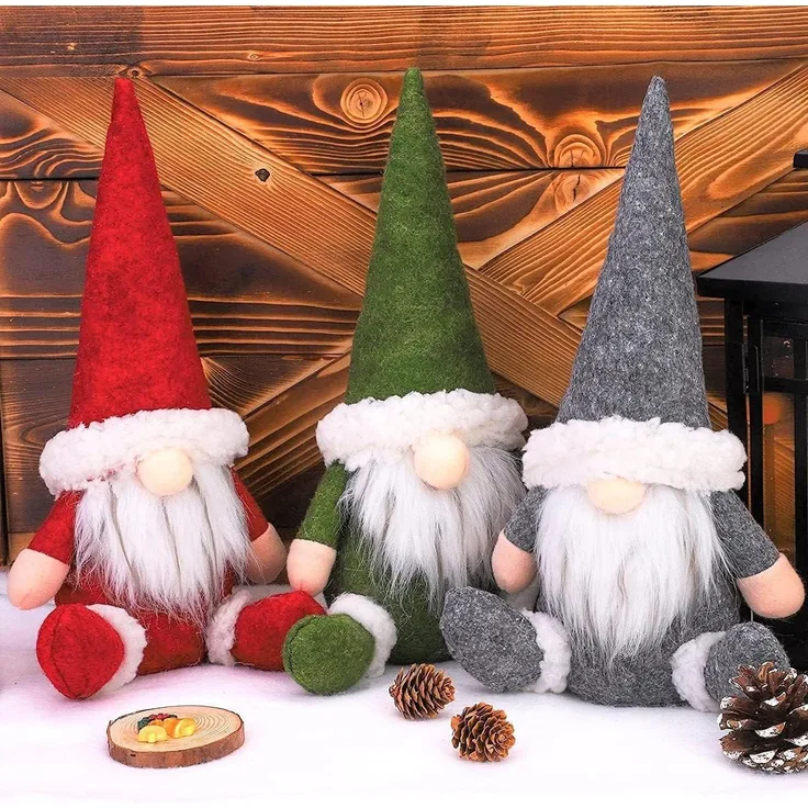 3er Set handgemachte schwedische Weihnachtszwerg Puppen für Kamin Büro Deko