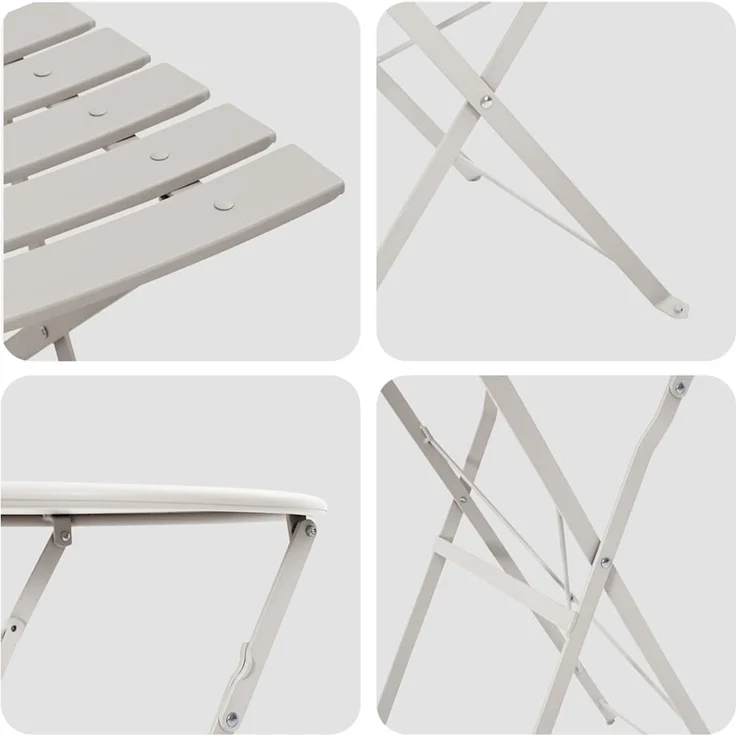 vidaXL Klapp Bistro Set 3 pcs Beige Stahl 42002971 – Bild 7