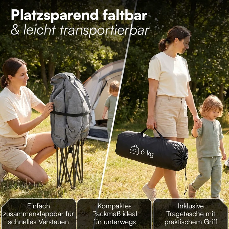 STEELSØN 'Hoggar' Moonchair faltbar, gepolsterter Campingstuhl grau, bis 150 kg, mit Kopfkissen und Tragetasche – Bild 5