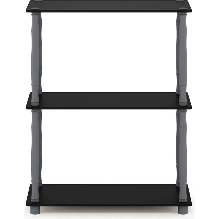 Furinno 3-Ebenen kompaktes Mehrzweck-Regal mit klassischem Rohr, holz, Schwarz/grau, 29. 46x59. 94x75. 18 cm – Bild 6