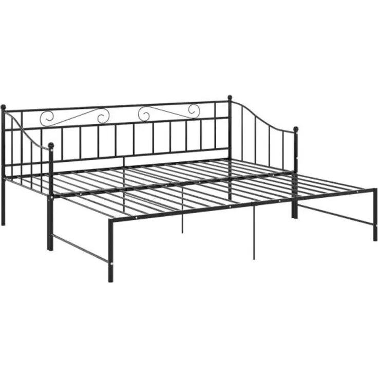 vidaXL Auszieh-Bettgestell, Metall Schwarz, 90x200 cm