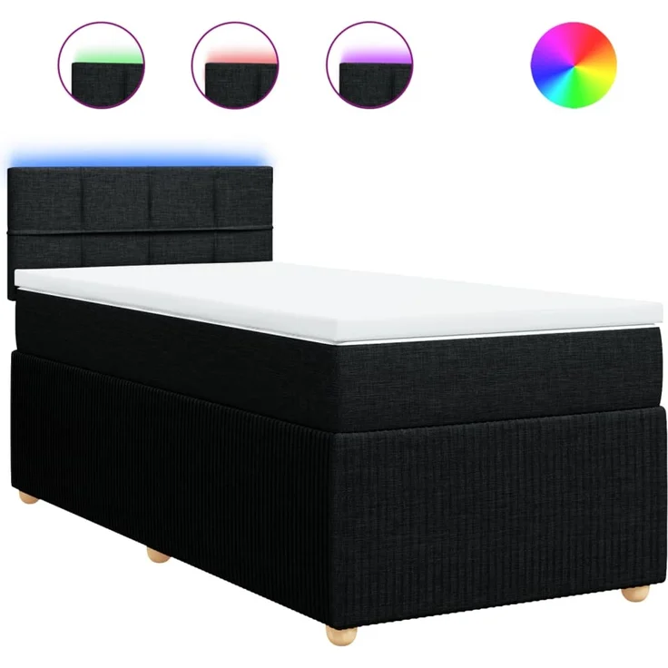 vidaXL Boxspringbett mit Matratze Schwarz 80x200 cm Stoff 3289585 – Bild 2