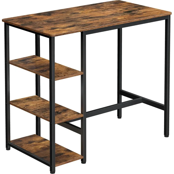 Songmics 'Vasagle' Bartisch rechteckig, stabiles Metallgestell, dunkelbraun, 109 x 60 x 100 cm