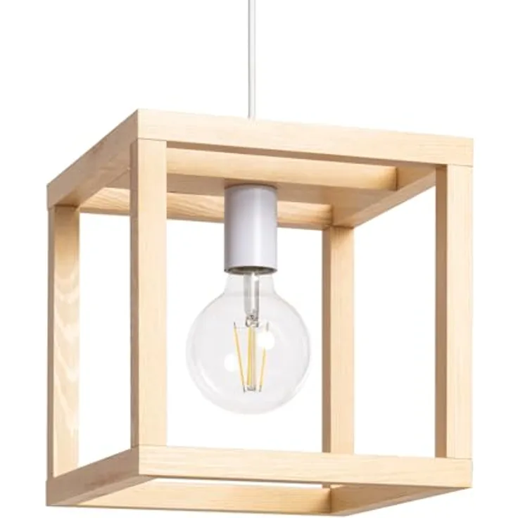 LEDKIA LIGHTING Pendelleuchte Coba, natürliche Holzoptik, E27, 25 cm x 25 cm x 25 cm