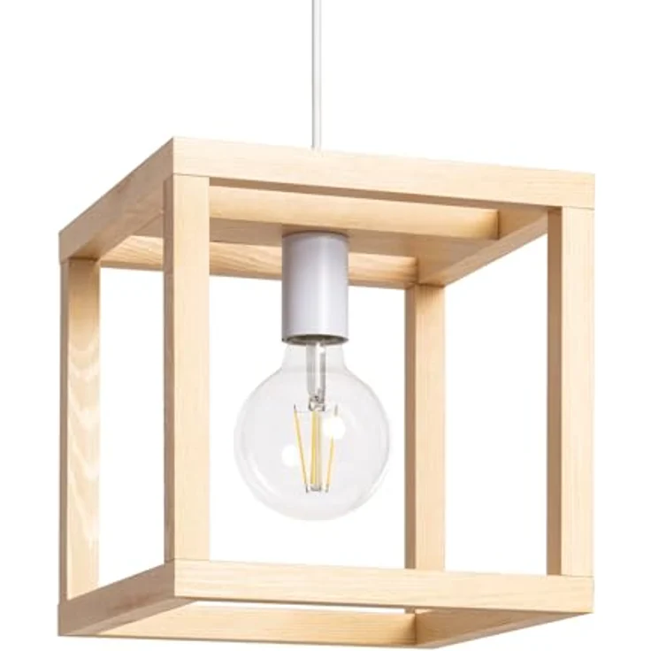 LEDKIA LIGHTING Pendelleuchte Coba, natürliche Holzoptik, E27, 25 cm x 25 cm x 25 cm – Bild 1