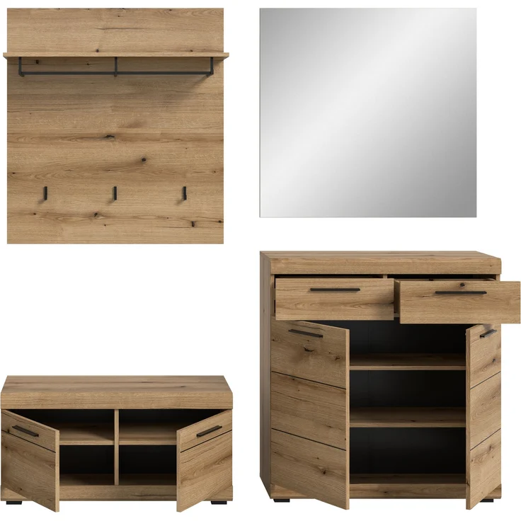 Garderobenkombination (B/H/T: 195x197x40 cm) in Evoke Oak Nachbildung – Bild 3