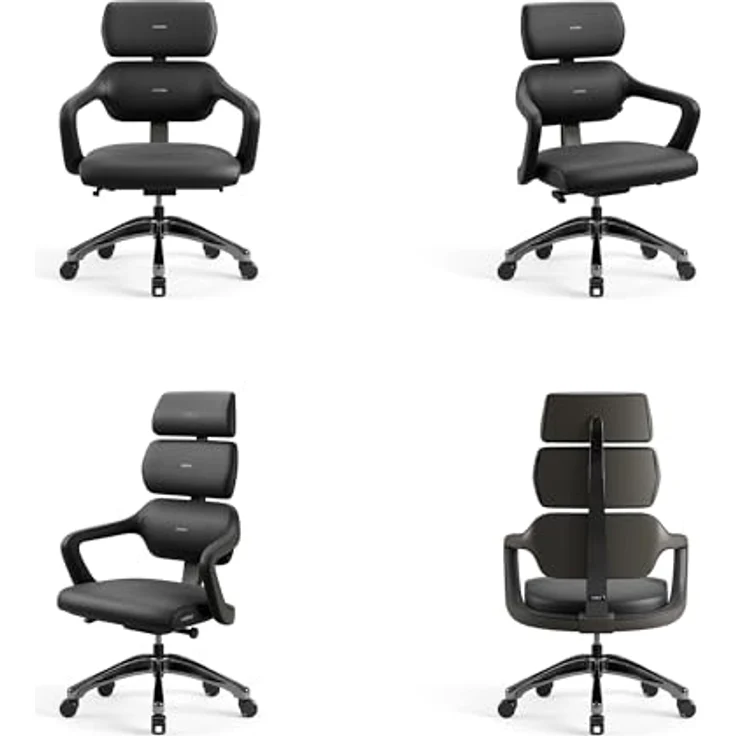 Diablo Bürostuhl Ergonomisch V-Modular | Schreibtischstuhl mit Verstellbarer Rücken, Sitz und Rückenlehne, Abnehmbare Kopfstütze | Öko-Leder Chefsessel für Büro, Home Office | Schwarz – Bild 10