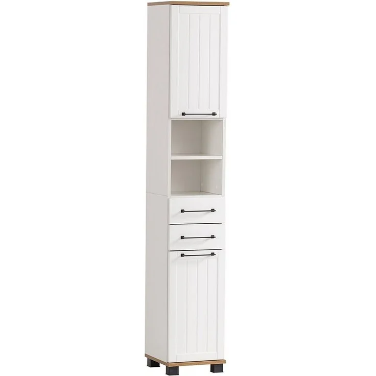 Lomadox Badmöbel-Set JAUSA-80, (Spar-Set, 3-St), Badmöbel im Landhaus-Stil, grau mit Eiche Nb. – Bild 2