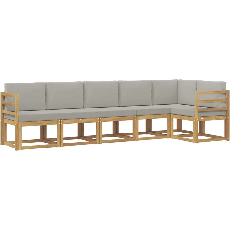 vidaXL Outdoor-Sofagarnitur 6 stk. Weiß und Hellgrau 3387685 – Bild 2