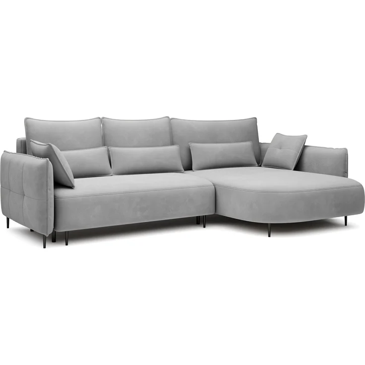 Selsey 'Oblivio' Ecksofa mit Schlaffunktion, Bettkasten, Samt wasserabweisend, Ottomane rechts, Grau – Bild 1