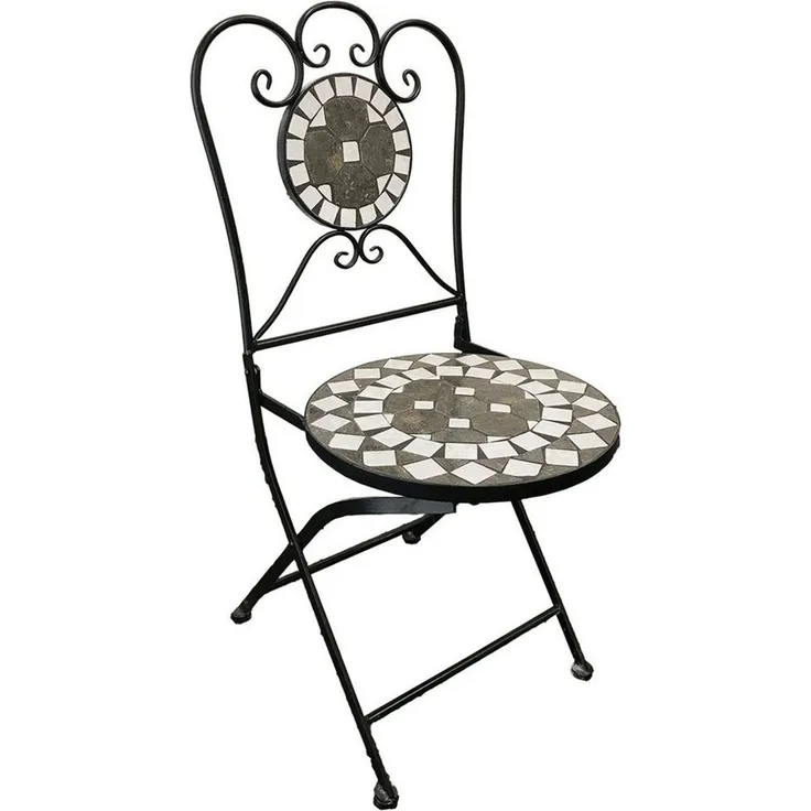 Mosaik Klappstuhl Gartenstuhl Bistrostuhl Kreis Design Anthrazit/Grau