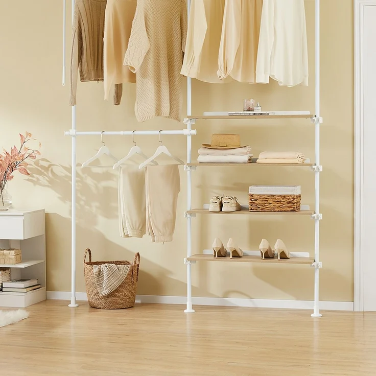SoBuy KLS17-WN Garderobenständer, Metall, Pulverbeschichtung, Weiß, 151 x 214 x 54 cm – Bild 6