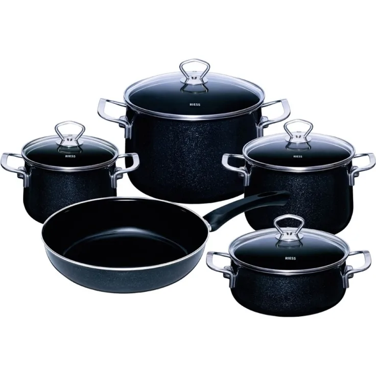 RIESS Topfset Black Magic 5 teilig schwarz Emaille