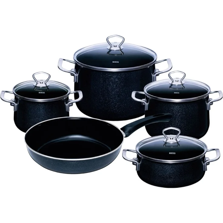 RIESS Topfset Black Magic 5 teilig schwarz Emaille – Bild 1