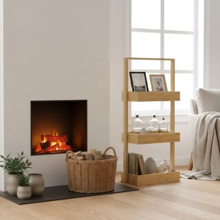 hausleben Küchenregal Korbregal Bambus 25x16x65 cm Küchenregal Badezimmer, Wohn-Esszimmer Küche Holz Bad umweltfreundlich Regal Stehregal – Bild 4