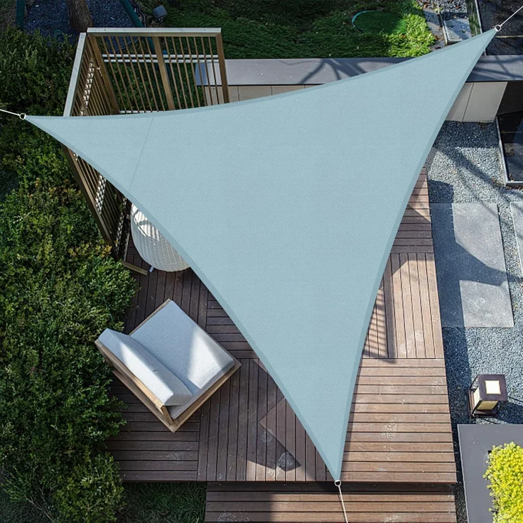 SUNNY GUARD Sonnensegel Dreieck 3 x 3 x 3 m Wasserdicht Sonnenschutz Wetterschutz Segel Baldachin UV Schutz für Balkon Terrasse Garten, Graublau – Bild 2