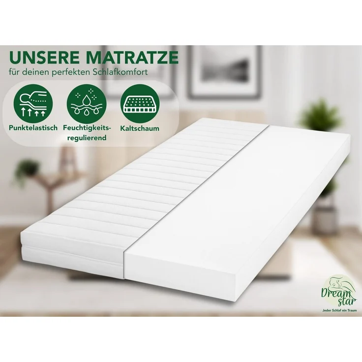 Kaltschaummatratze Easy Flex, 7-Zonen Matratze mit Duo-Härtegrad (H2/H3 & H3/H4), Dreamstar, wendbar, atmungsaktiv, ergonomisch - für jede Schlafposition – Bild 2