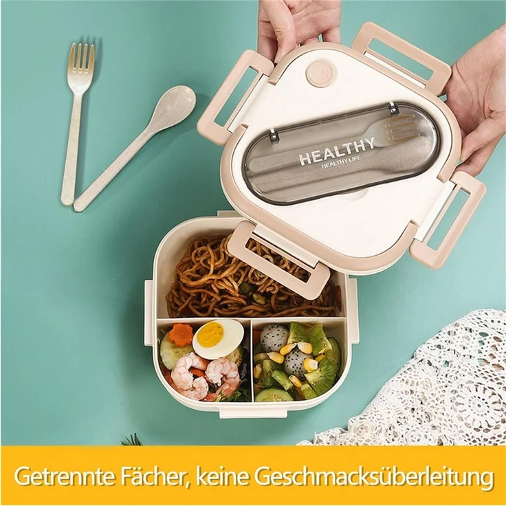 Fine Life Pro Lunchbox Kinder Brotdose (3 Fächer), PP5, (1-tlg), Auslaufsicher & BPA-frei-mit Besteck