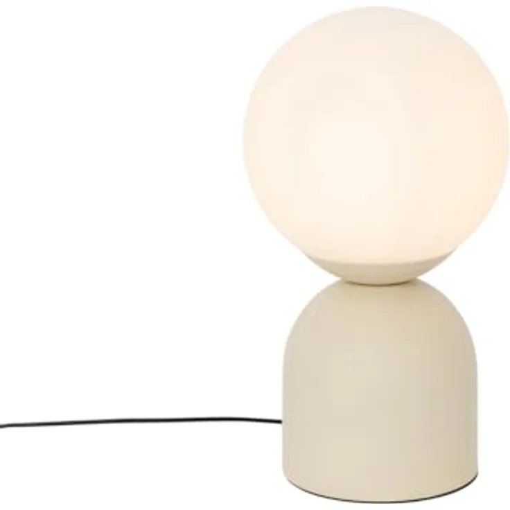 QAZQA Hotel-Chic-Tischlampe Pallon Trend, beige mit Opalglas, dimmbar, E27, kugelförmig, Stahl, für Wohnzimmer und Schlafzimmer