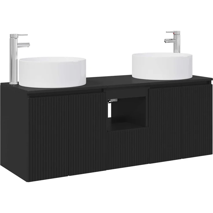 vidaXL Badezimmerschrank-Set 3 stk. Schwarz 129 x 44,5 x 80 cm 3405738 – Bild 2