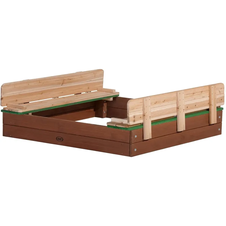 AXI 'Ella' Sandkasten mit Sitzbank & Abdeckung, Holz, Braun / Grün, 120 x 120 x 20 cm