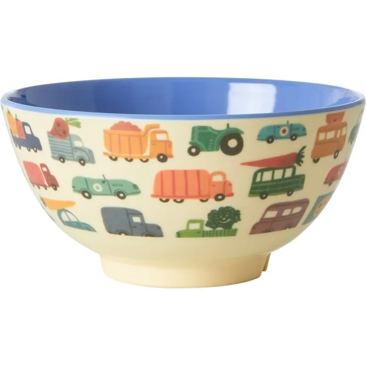 Rice Happy Cars Print Melamine Bowl Medium Two Tone
