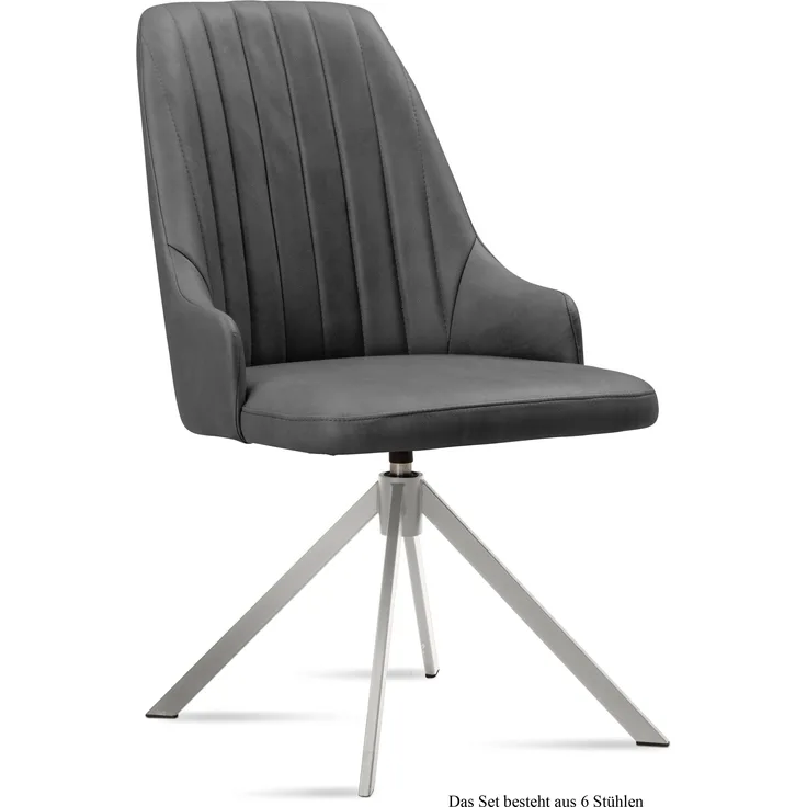 Esszimmerstuhl drehbar (6er-Set) Davorka 52x91x60 Edelstahl/Grau