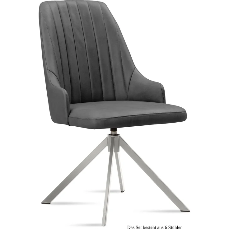 Esszimmerstuhl drehbar (6er-Set) Davorka 52x91x60 Edelstahl/Grau