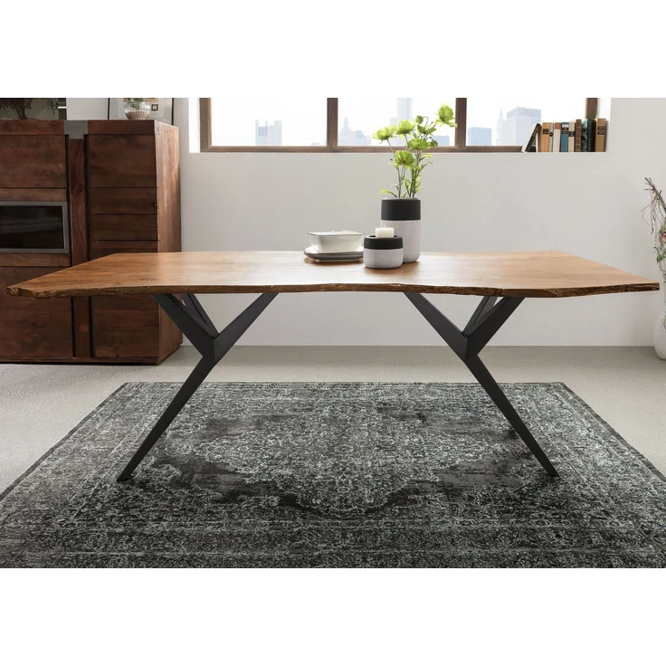 Baumtisch Akazie 220x100x76 natur lackiert Beine anthrazit matt FREEFORM 4 #49 – Bild 3