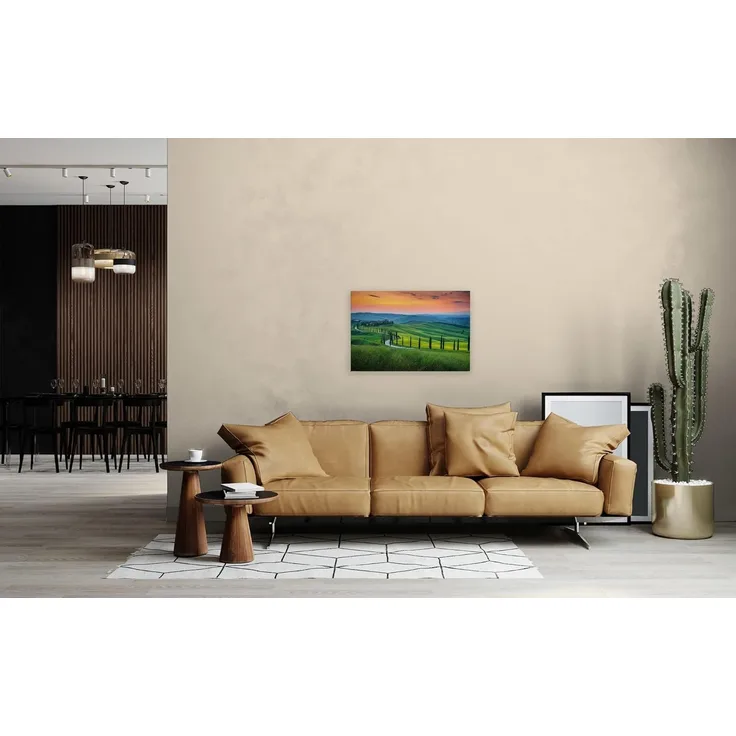 Leinwandbild Landschaft Toskana Grün Orange 90x60 DD120312 Keilrahmen Wandbild